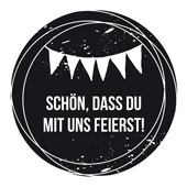 Woodies Textstempel &quot;Sch&#246;n, dass du mit uns feierst&quot; - W-02003