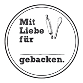 Woodies Textstempel &quot;Mit Liebe f&#252;r ... gebacken&quot; - W-05007