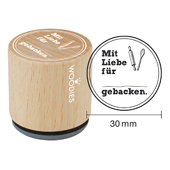 Woodies Textstempel &quot;Mit Liebe f&#252;r ... gebacken&quot; - W-05007