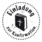 Woodies Textstempel &quot;Einladung zur Konfirmation&quot; - W-14006