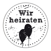 Woodies Textstempel &quot;Wir heiraten&quot; - W-03008