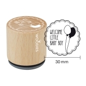 Woodies Textstempel &quot;Welcome little Baby boy&quot; - W-06004