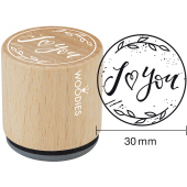 Woodies text stamp &quot;I&quot; (Heart) you &quot;- W-04009